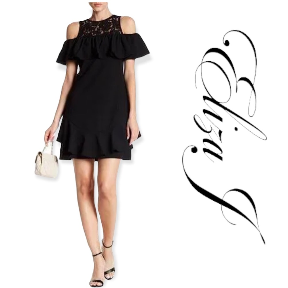 ELIZA J Cold Shoulder Ruffle Sheath Dress